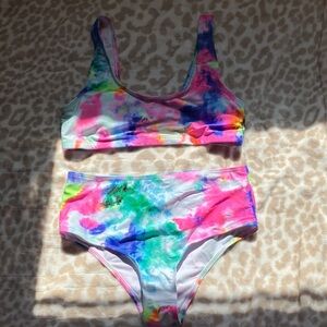 Tie-Dye Two-Piece Bikini Set - Multicolor